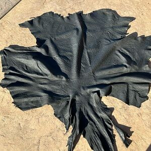 52” x 43” Black Ostrich hide for custom leather work project